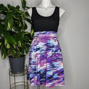 Mossimo black & purple fit & flair dress M